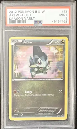 PSA 9 MINT Axew 13/20 Black & White Dragon Vault Holo Pokemon Trading CG 2012 - Image 1