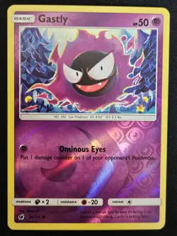 Gastly 36/111 S&M Crimson Invasion Reverse Holo Pokemon Trading CardGame 2017 LP - Image 1