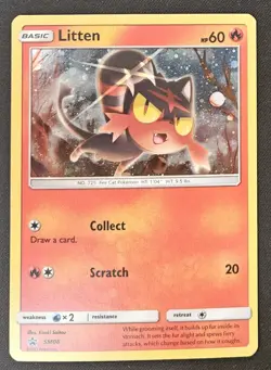 SWIRL Litten SM08 Sun & Moon Black Star Promos Cosmos Holo Pokemon 2017 NM/LP - Image 1