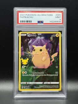 PSA 9 MINT Pikachu 5 Pokemon Celebrations 25th Anniversary Holo Pokemon Card - Image 1