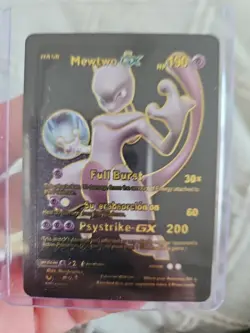 Mewtwo GX Black Foil Fan Art Premium Textured Collector Pokemon Card Psystrike - Image 1