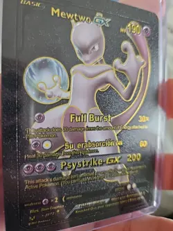 Mewtwo GX Black Foil Fan Art Premium Textured Collector Pokemon Card Psystrike - Image 4