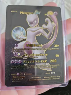 Mewtwo GX Black Foil Fan Art Premium Textured Collector Pokemon Card Psystrike - Image 5