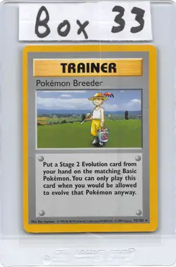 Pokemon Breeder 76/102 - SHADOWLESS RARE - Base Set - WOTC Pokemon Card - NM/LP - Image 1