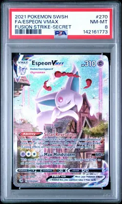 ESPEON VMAX PSA 8 2021 POKEMON SWSH FUSION STRIKE 270/264 SECRET RARE - Image 1