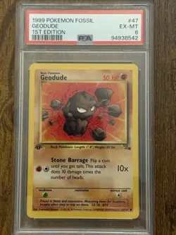 1999 Pokemon Fossil Geodude 1st Edition PSA 6 - Image 1