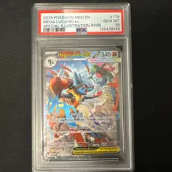 2025 POKEMON MEG EN-MEGA EVOLUTION #179 MEGA LUCARIO EX PSA 10 - Image 1