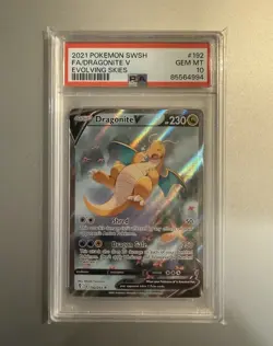 Pokemon DRAGONITE V Alt Art Evolving Skies SWSH PSA 10 #192/203 - Image 1
