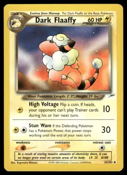 Pokemon Cards Dark Flaaffy 34/105 UNLIMITED Neo Destiny WOTC Uncommon NM - Image 1