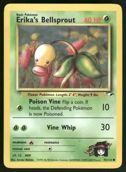 Pokemon Cards Erika's Bellsprout 75/132 UNLIMITED Gym Heroes WOTC Common NM - Image 1