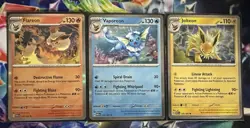 Pokemon TCG 151 Rare Flareon Vaporeon Jolteon Eevee Evolutions 3 card set - Image 1