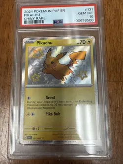 2024 Pokemon Paldean Fates PAF en Pikachu Shiny Rare Card #131 PSA 10 - Image 1