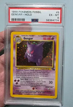 1999 POKEMON FOSSIL 1ST ED #5 GENGAR-HOLO PSA 6 - Image 1