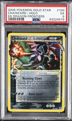 2006 POKEMON EX DRAGON FRONTIERS GOLD STAR #100 CHARIZARD-HOLO PSA 5 - Image 1