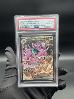 2025 POKEMON DRI EN-DESTINED RIVALS #233 TEAM ROCKET'S NIDOKING EX PSA 10 - Image 1