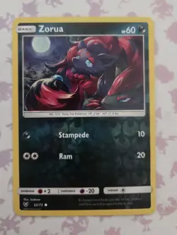 Zorua 52/73 Reverse Holo Shining Legends Pokemon Tcg Card NM - Image 1