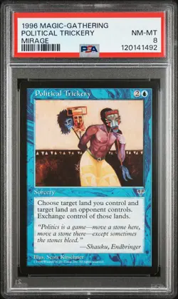 1996 MAGIC: THE GATHERING MIRAGE POLITICAL TRICKERY PSA 8 - Image 1