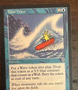 SURFING PIKACHU Mirage Tidal Wave Pokemon/MTG custom SIGNED Brandon Olterman - Image 1