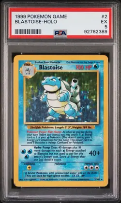 PSA 5 Blastoise 2/102 Base Set Unlimited Holo Pokemon TCG 1999 - Image 1