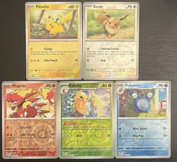 Pokemon 151 Reverse Holo Lot Pikachu Eevee Magmar Poliwhirl Kakuna NM - Image 1