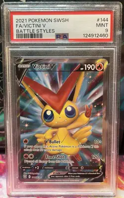 Victini V 144/163 Battle Styles Full Art Holo 2021 Pokemon TCG PSA Mint 9 - Image 1