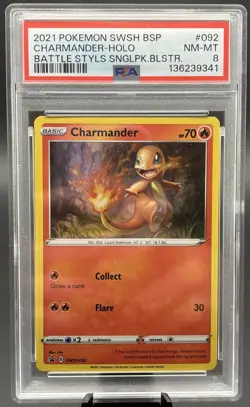 Charmander SWSH092 Sword & Shield Promo Cosmo Holo Pokemon TCG PSA 8 NM-M - Image 1