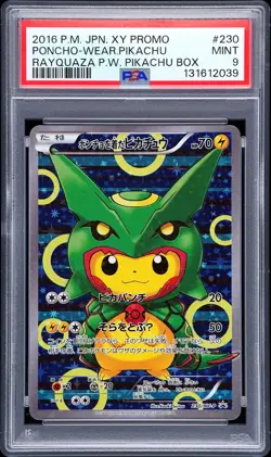 Pokemon Poncho-Wearing Pikachu Rayquaza Japanese Full Art Promo 230/XY-P PSA 9 - Image 1
