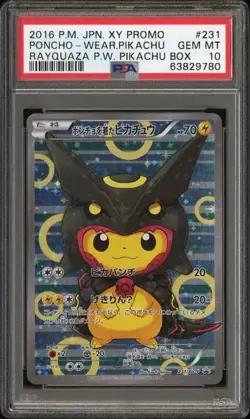 PSA 10- 2016 Pokemon XY Promo Japanese Rayquaza Poncho Wearing Pikachu Brand new - Image 1
