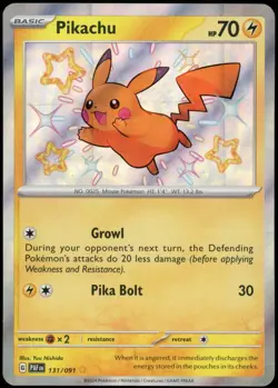 Pikachu 131/091 SV: Paldean Fates Shiny Rare Pokemon TCG - Image 1