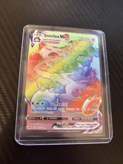 Pokemon TCG Snorlax VMAX Holo Card 206/202 Sword & Shield Rainbow Secret Rare - Image 1
