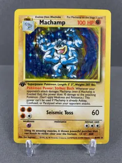 Pokemon Machamp Base Set 8/102 1st Edition 1999 English Vintage - Image 1