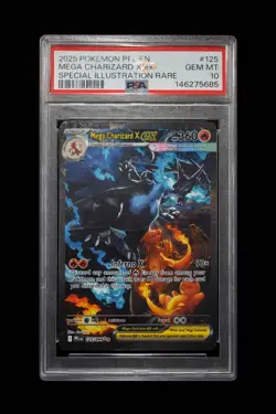2025 POKEMON PHANTASMAL FLAMES SPECIAL ILLUSTRATION RARE MEGA CHARIZARD X PSA 10 - Image 1