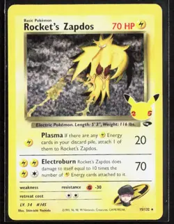 Pokemon Celebrations ROCKET'S ZAPDOS Holo 15/132 - Image 1