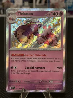 Tinkaton Baby Shiny Rare 167/091 NM 2024 Pokemon SV Paldean Fates Holo - Image 1