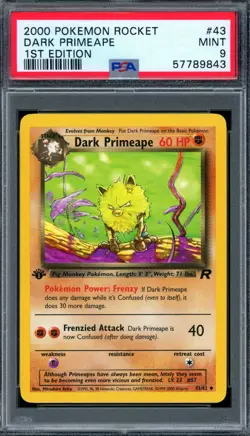 PSA 9 Pokemon 2000 1st Edition Team Rocket Dark Primeape #43 - Image 1