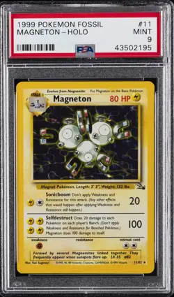 1999 POKEMON FOSSIL #11 MAGNETON-HOLO PSA 9 - Image 1
