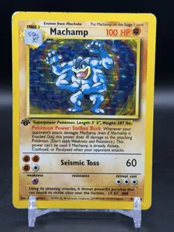 Machamp 8/102 Base Set 1st Edition Holo Rare Pokemon English HP - Image 1