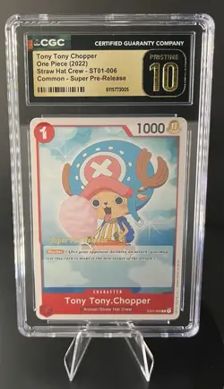 ONE PIECE SUPER PRE RELEASE ST01-006 TONY TONY CHOPPER CGC 10 Pristine - Image 1