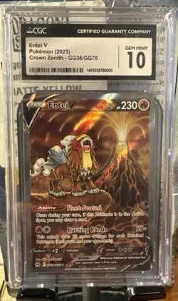Pokemon Crown Zenith Entei v Galarian Gallery Ultra Rare Card #GG36/GG70 CGC 10 - Image 1