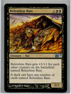 Moderately played Relentless Rats #113 Magic 2011 (M11) W/Tracking - Image 1