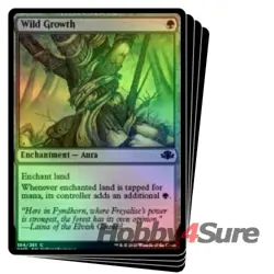 Foil Wild Growth X4 M/NM Magic: The Gathering MTG Dominaria Remastered - Image 1