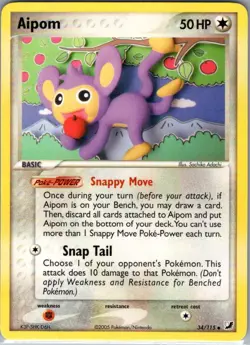 Aipom 34/115 Non Holo Unseen Forces - Pokemon Card - NM - Image 1