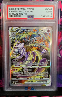 2023 Pokemon Sword & Shield Crown Zenith FULL ART/VSTAR MewTwo #GG44 PSA 9 MINT - Image 1
