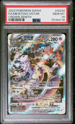 GEM MINT POKEMON MEWTWO VSTAR SWORD AND SHIELD CROWN ZENITH #GG44 PSA 10 2023 - Image 1