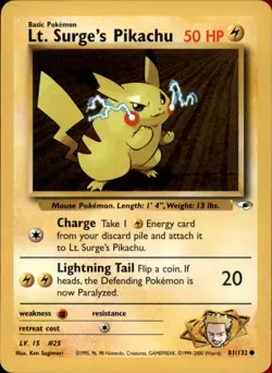 Lt. Surge's Pikachu 081/132 Unlimited - Pokemon Gym Heroes - Image 1