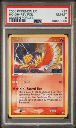Ho-Oh 27/115 Stamped Reverse Holo Rare EX Unseen Forces Pokemon TCG PSA 8 - Image 3