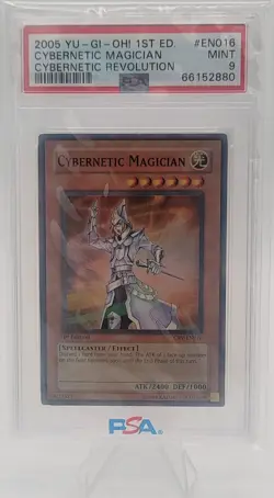 YuGiOh CYBERNETIC MAGICIAN #CRV-EN016 SUPER RARE PSA 9 MINT 1st EDITION-2005 - Image 1