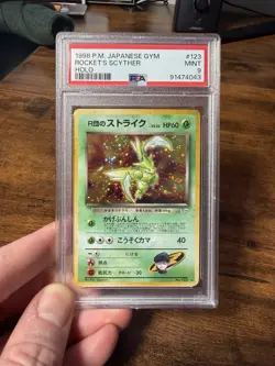 1998 Pokemon Rockets Scyther Card No 123 SWIRL PSA 9 Japanese Gym - Image 1