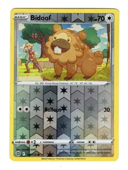 Pokemon TCG Bidoof SWSH Brilliant Stars 120/172 Reverse Holo Common Card NM-M - Image 1