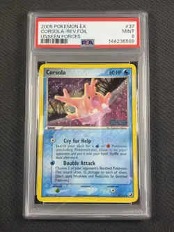 Pokemon Cards PSA 9 MINT Corsola Rev Foil Unseen Forces EX 2005 37/115 - Image 1